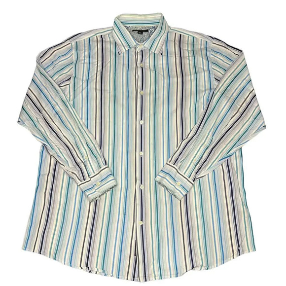 Banana Republic Men's XL Long Sleeve Multicolor Striped Button-Up Dress‎ Shirt - Picture 1 of 3